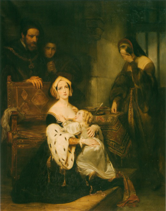 Anne Boleyn said a final goodbye to her daughter, Princess Elizabeth (later the Queen Elizabeth I), by Gustave Wappers