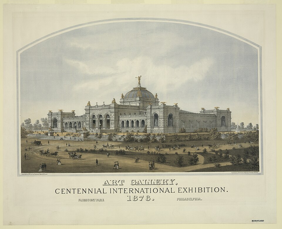 The art gallery at the Centennial International Exhibition in Philadelphia, 1876.