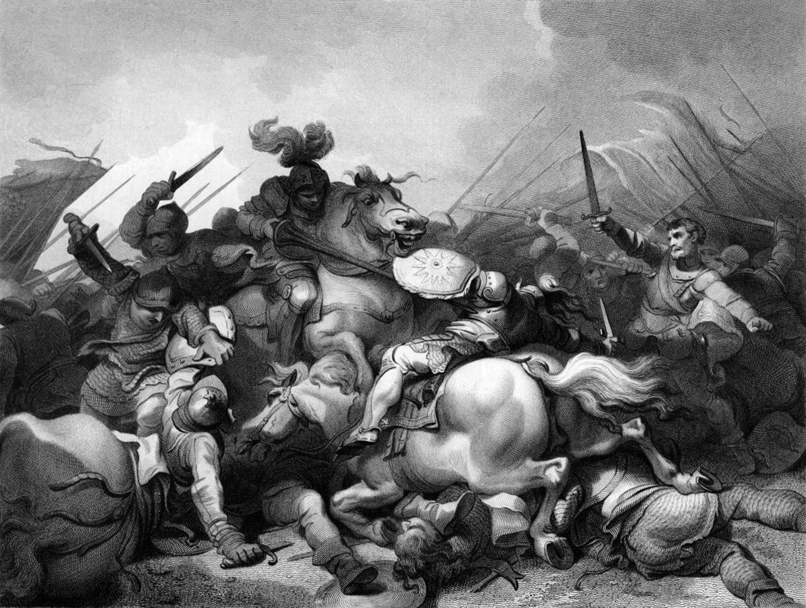 Depiction of the Battle of Bosworth Field by the eighteenth-century painter, Philip James de Loutherbourg.