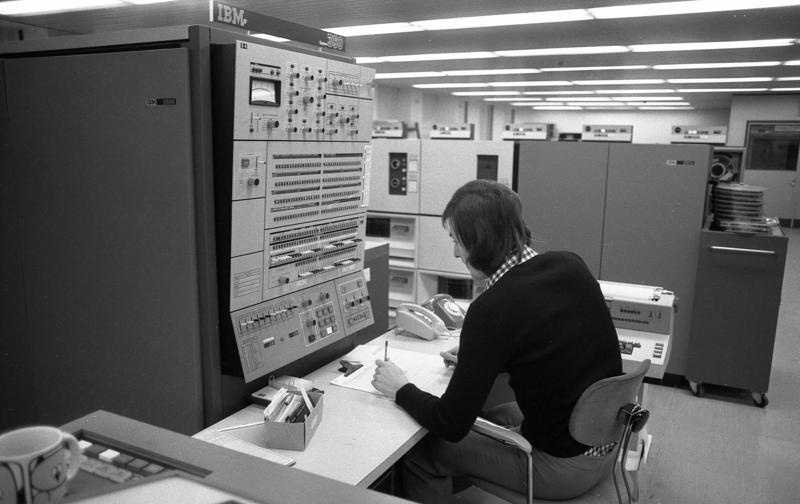 An IBM System/360 mainframe computer at Volkswagen, 1973.