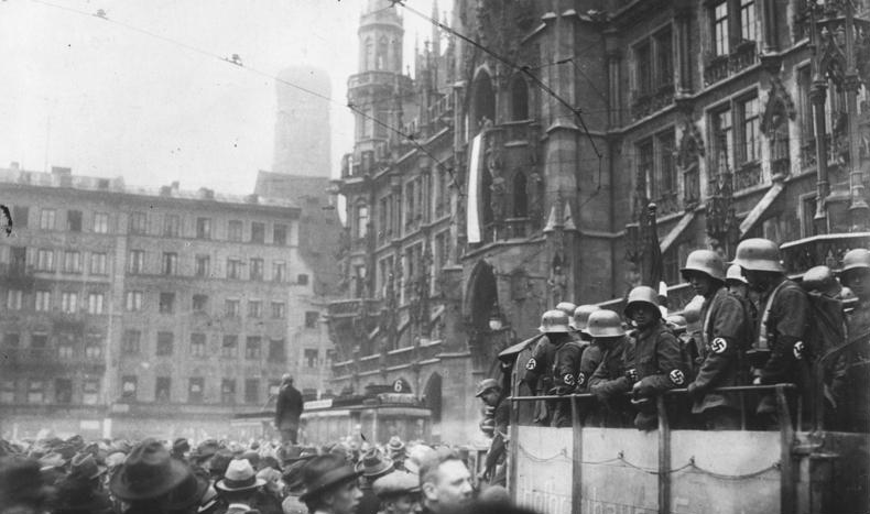 Nazi at Marienplatz in Munich during the Beer Hall Putsch.