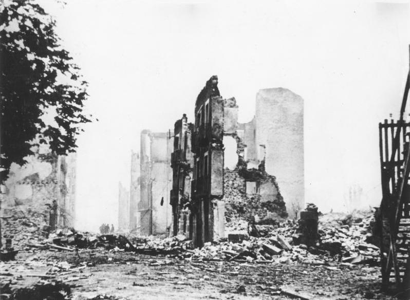 The ruins of Guernica after the 1937 bombing.