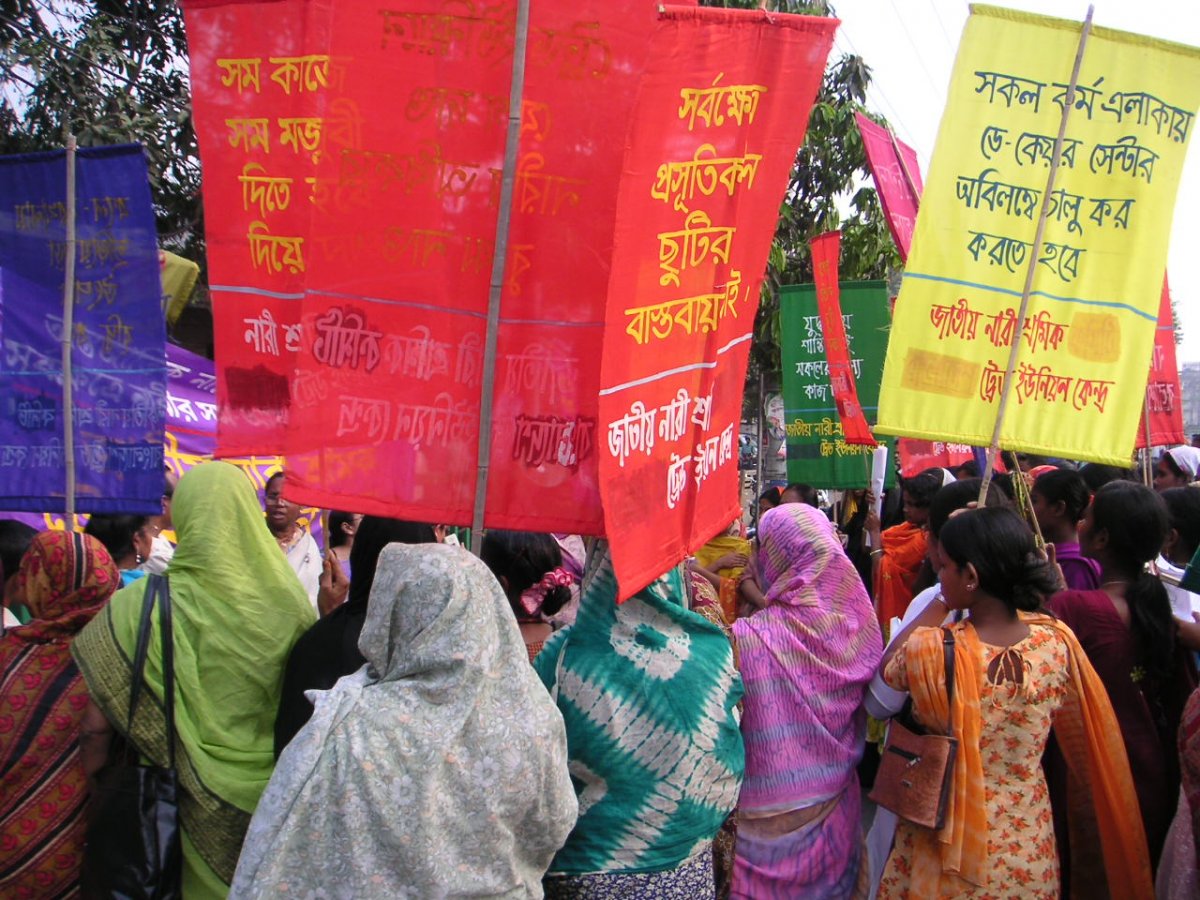 Women activists demonstrate in Dhaka, Bangladesh.