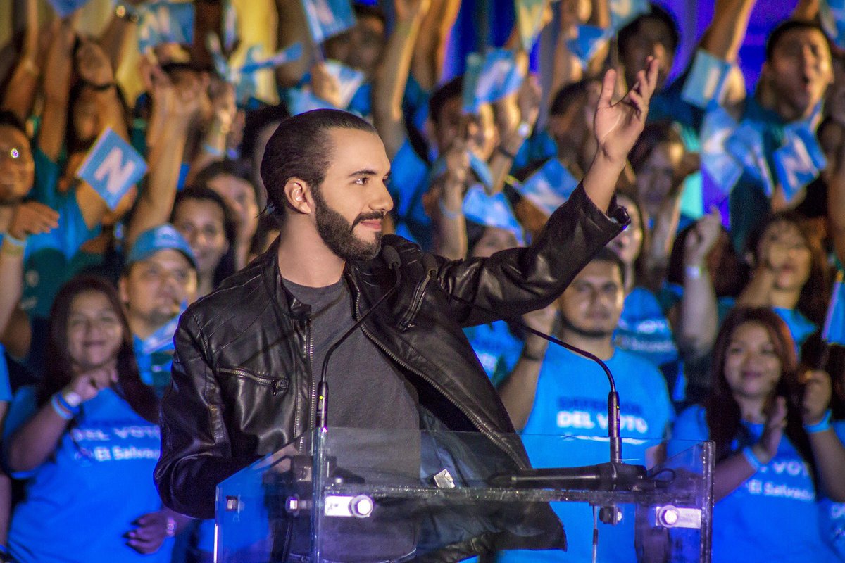 President Nayib Bukele at a campaign event, 2019.