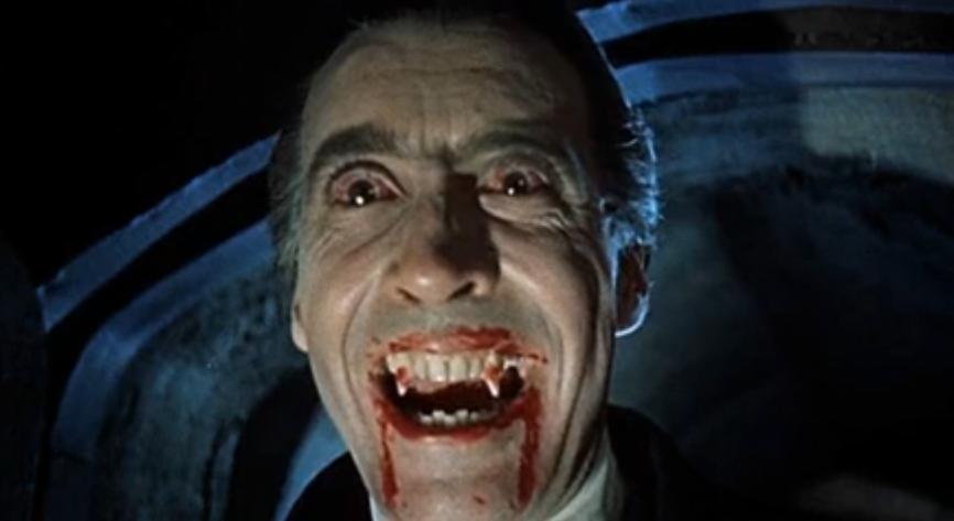 A screenshot from the trailer for Dracula (1958), an Hammer Horror production. 