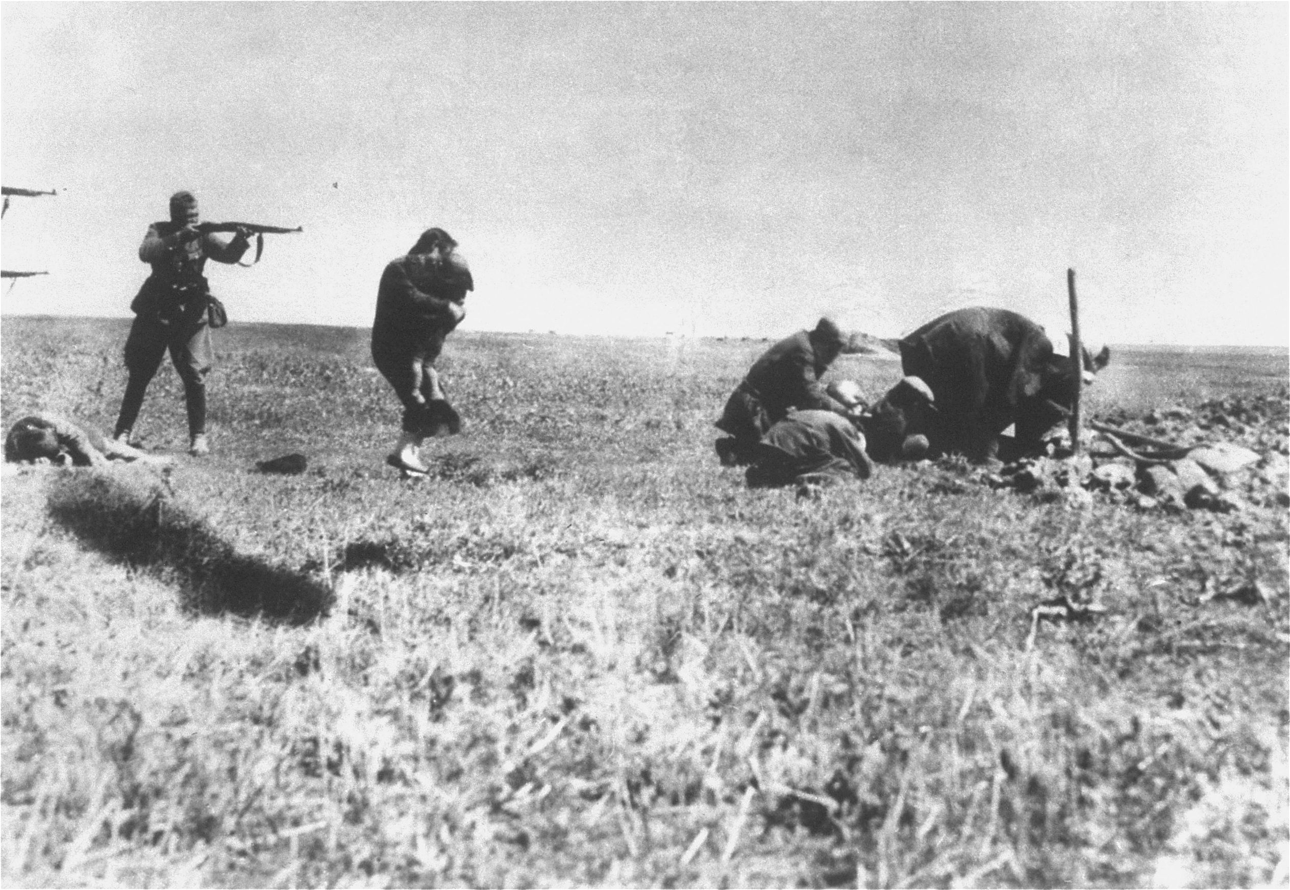 Executions of Jews by Nazi Einsatzgruppen near Ivangorod, Ukraine, 1942.
