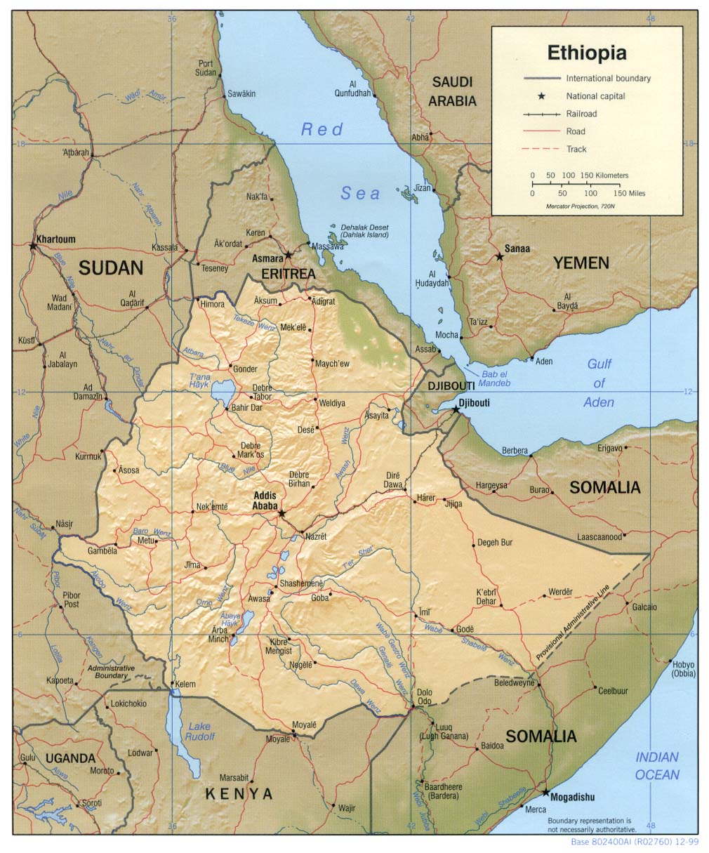 A map of Ethiopia.