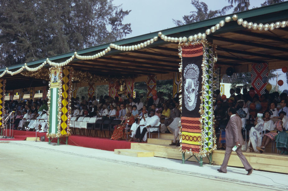 The 1977 FESTAC festival in Nigeria with a Benin ivory mask (pictured on the right) as the emblem of the festival.
