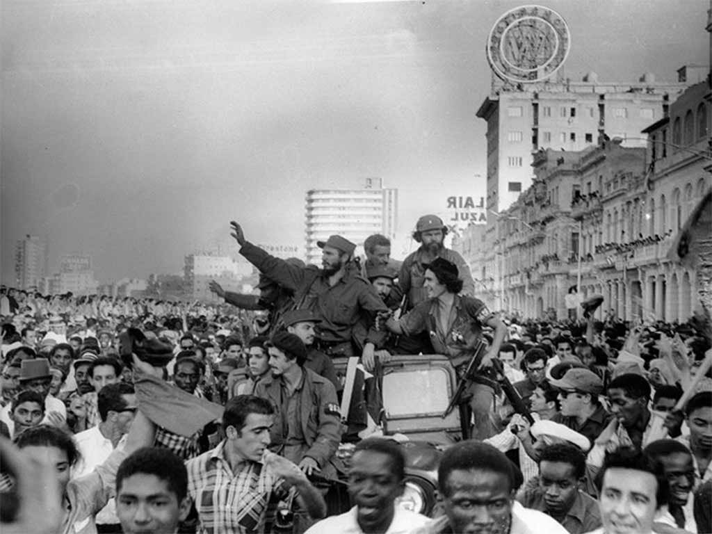 Fidel Castro entering Havana, January 8, 1959, marking the collapse of the Batista regime.