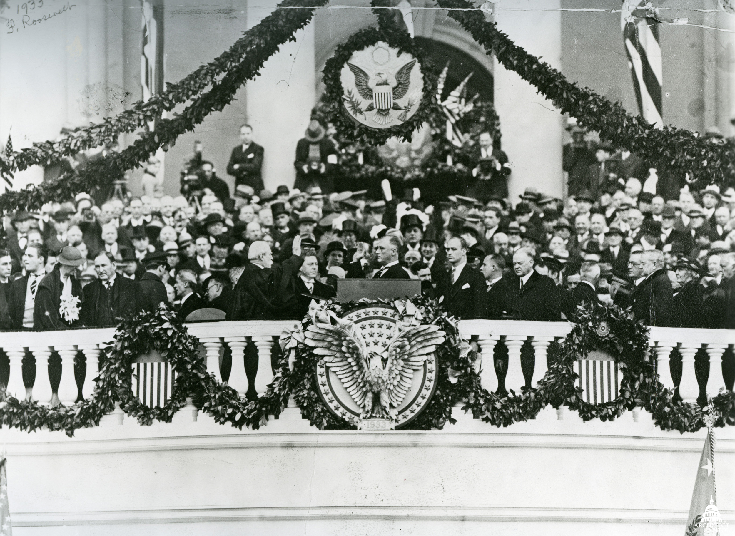 The inauguration ceremony for Franklin D. Roosevelt on March 4, 1933.