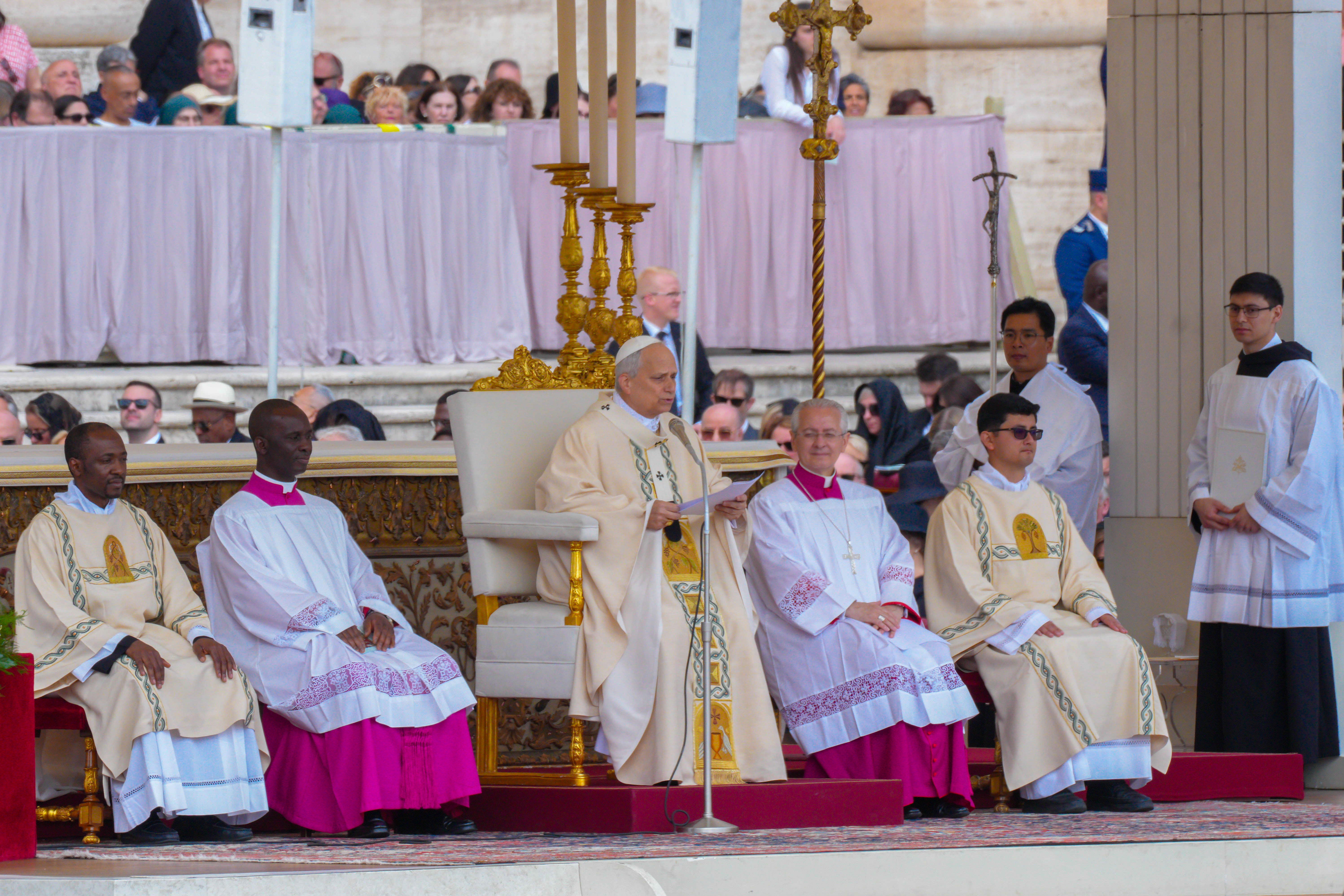 Pope Leo XIV presiding over his inaugural papal Mass, 2025.