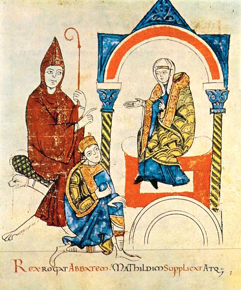  Henry IV pleading with Countess Matilda of Tuscany and Abbot Hugh of Cluny at Canossa, 1077. 