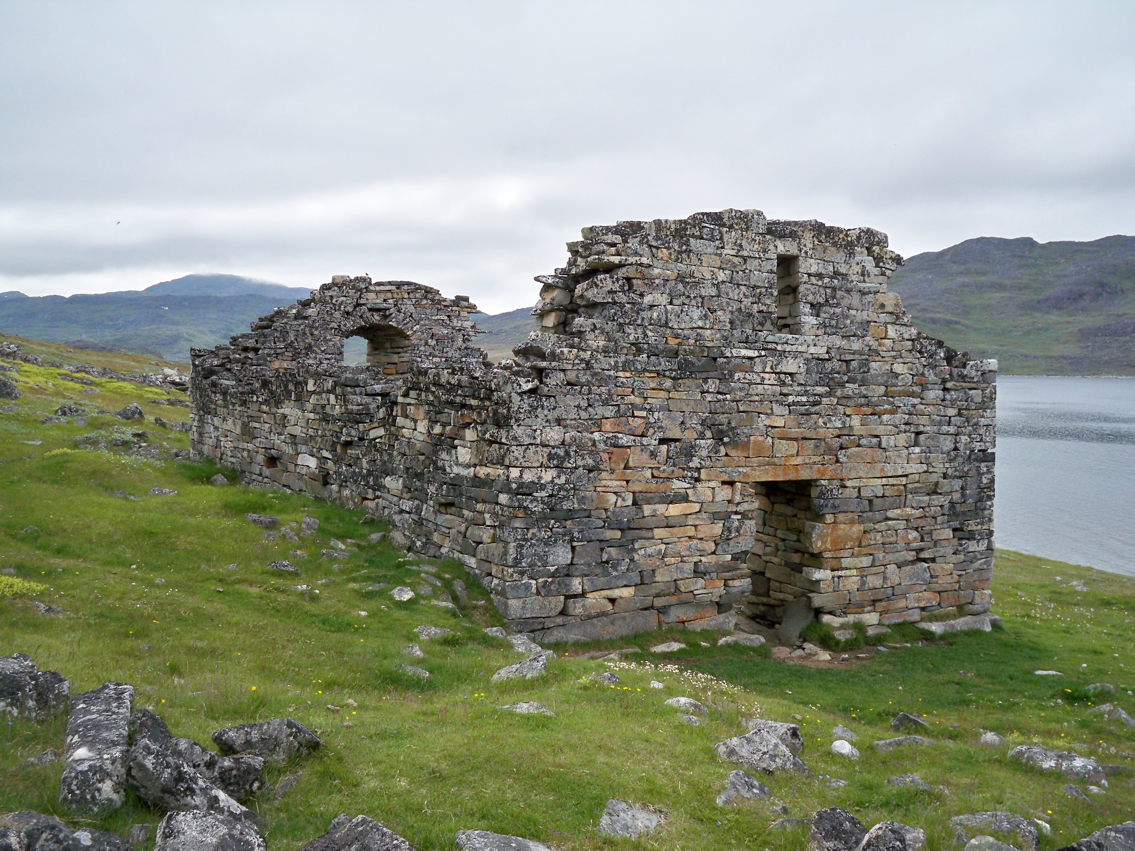 Ruins of Hvalsey Church, built in the fourteenth-century, in the abandoned Greenlandic Norse settlement of Hvalsey.