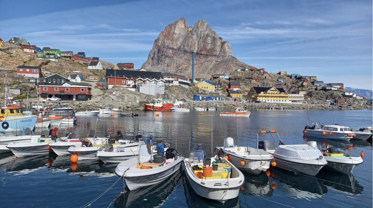 Uummannaq fishers preparing their longlines onboard dinghies used for Greenland halibut fishing. 