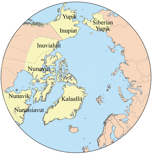 Map showing the members of the Inuit Circumpolar Conference.