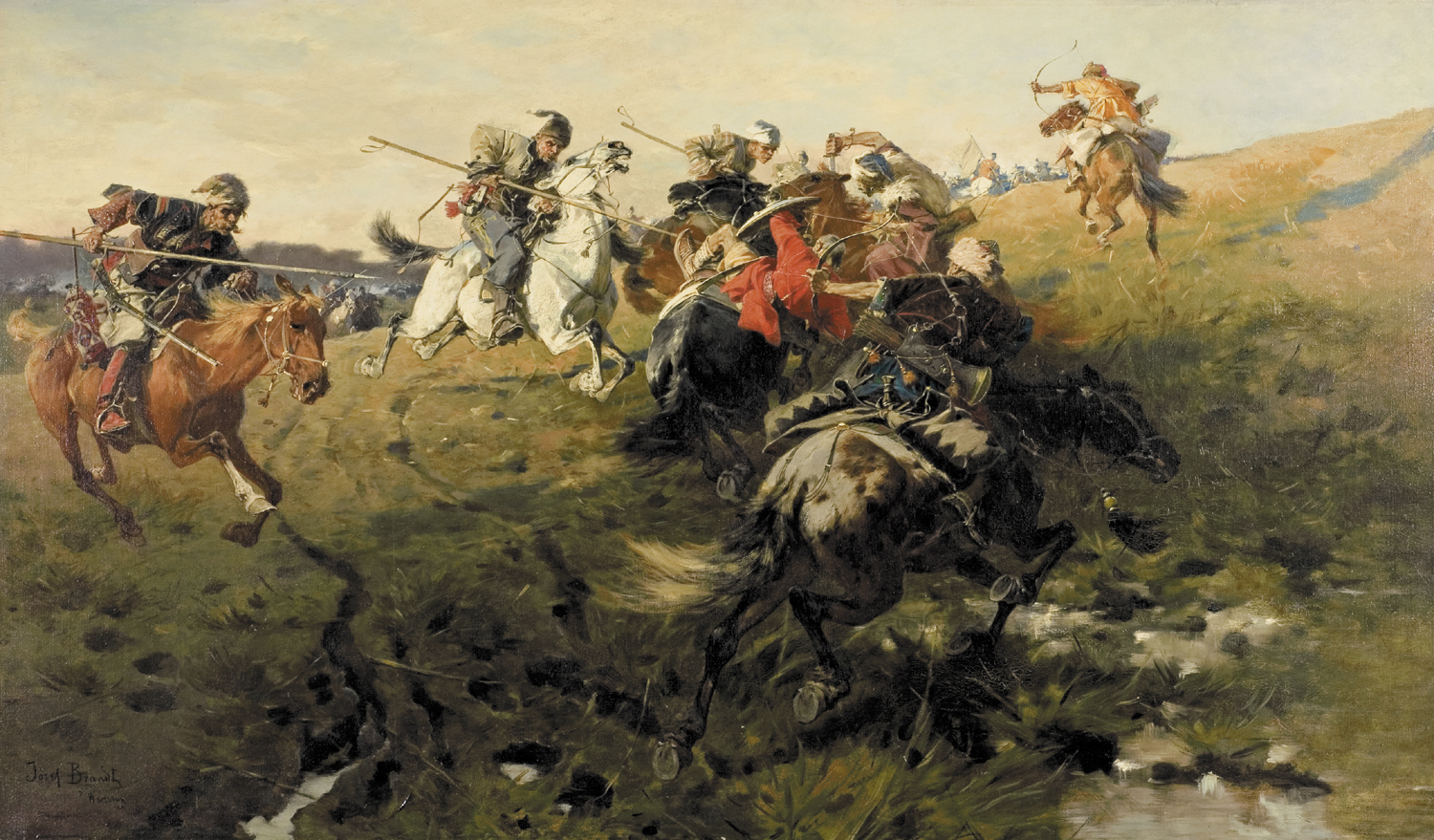 Zaporozhian Cossacks fighting Tatars from the Crimean Khanate, by Józef Brandt, 1890..