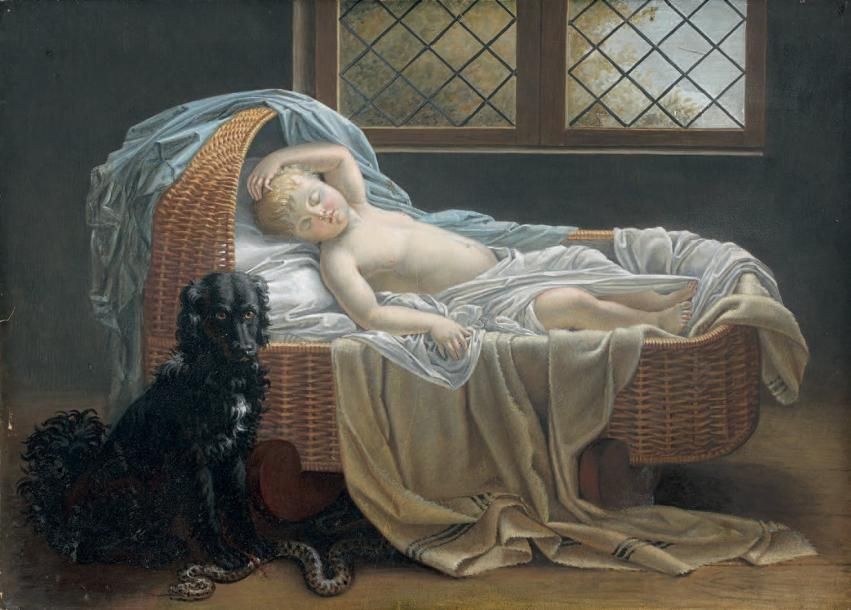 The Sleeping Child in the Care of a Brave Dog by Jeanne-Élisabeth Chaudet, ca. 1801.