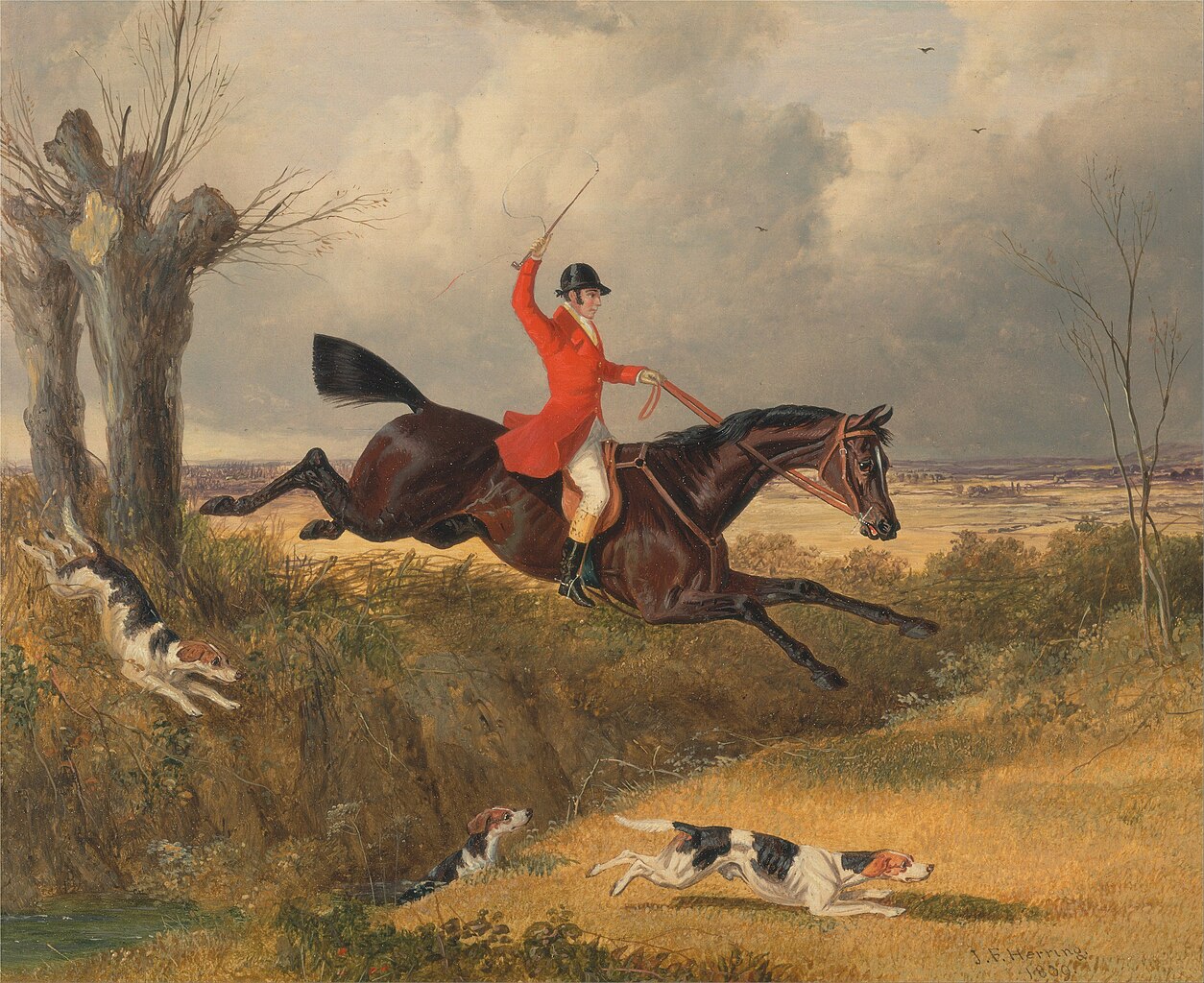 Foxhunting: Clearing a Ditch (1839) by John Frederick Herring, Sr. 