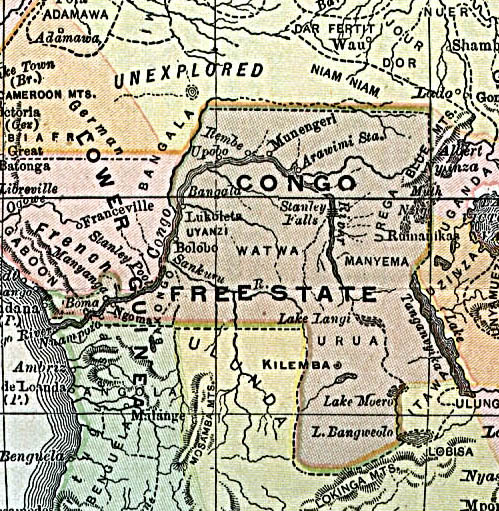 A map of the Congo Free State, 1892.