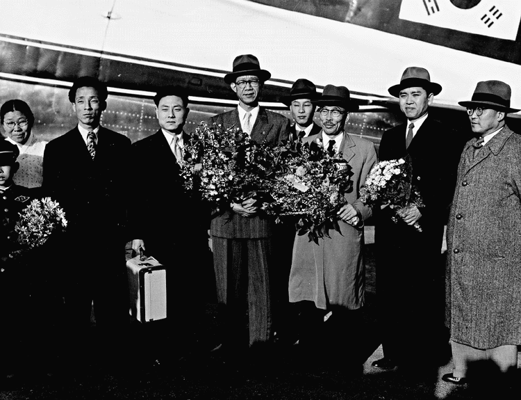 South Korean diplomats on their way to the Geneva Conference, 1954.