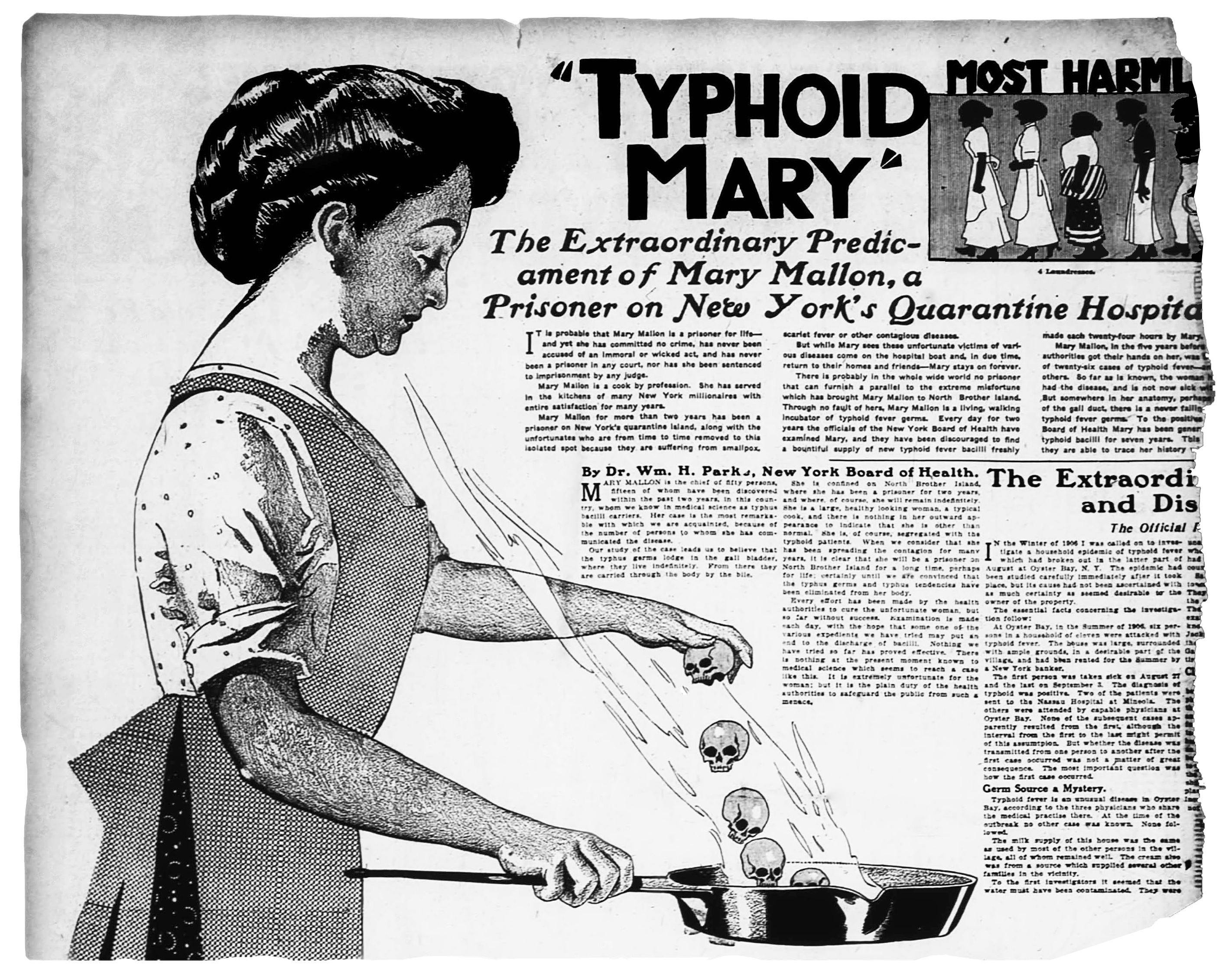 A poster depiction of "Typhoid Mary" from 1909.