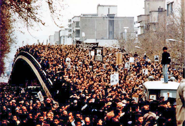 Mass demonstrations of people protesting against the Shah and the Pahlavi government on the day of Ashura on 11 December 1978 at College Bridge, Tehran