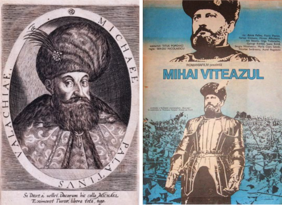 Mihai the Brave, prince of Wallachia (1593-1601) (left). Mihai Viteazul film (1970) (right).