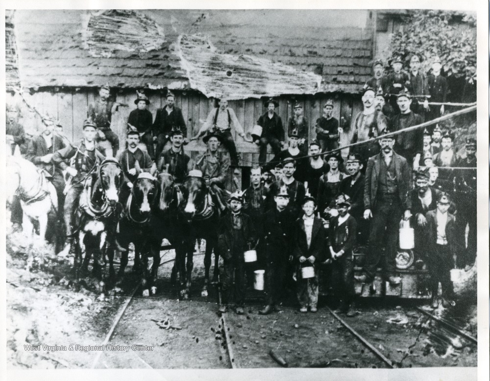 Miners and Horses of Acme Mine on Cabin Creek.