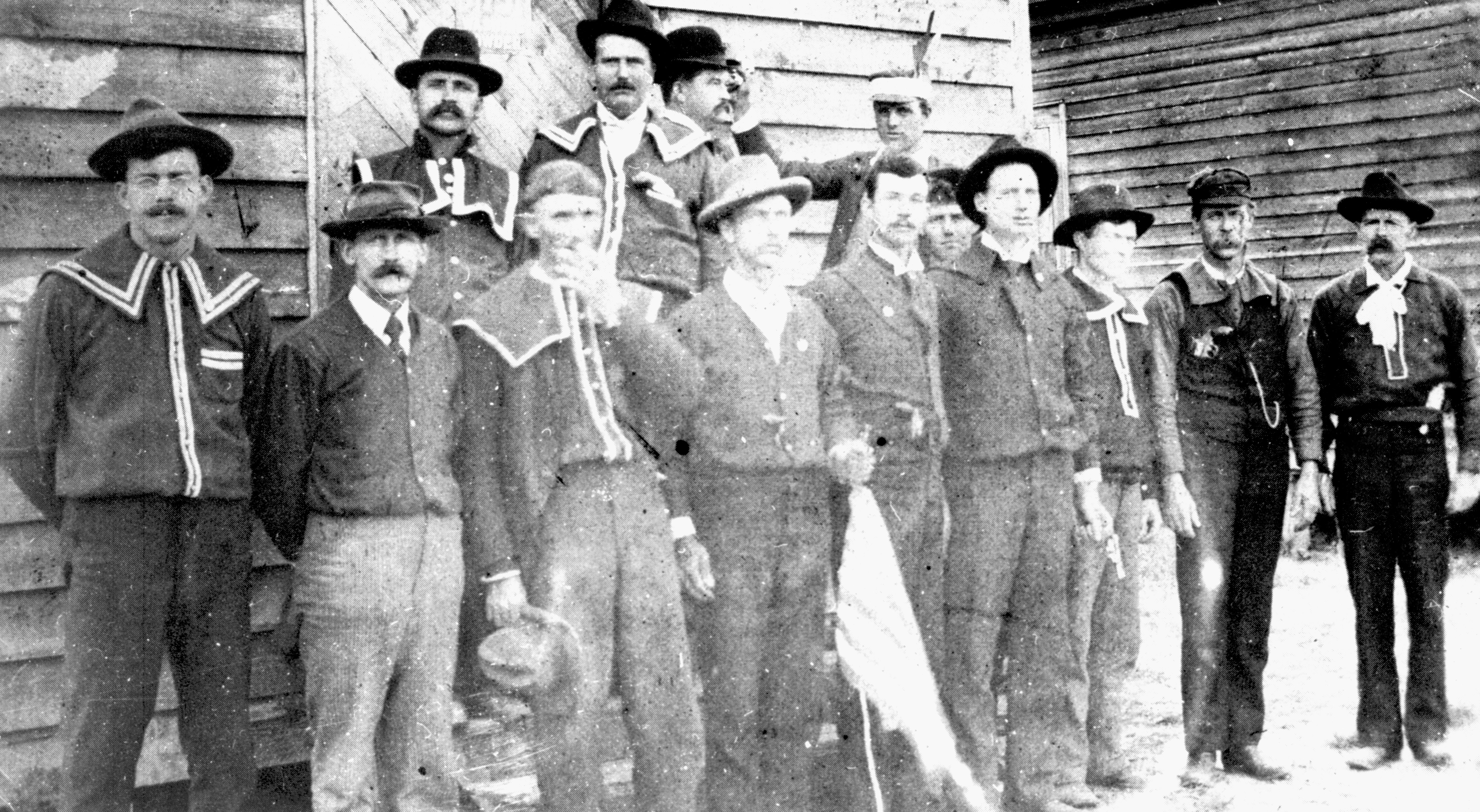 The Red Shirts, pictured here in 1898, were one of many paramilitary groups that terrorized black and white republican voters during the 1876 gubernatorial election.