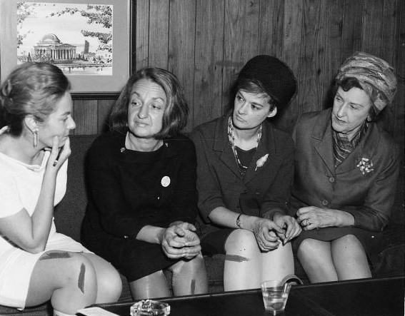 Betty Friedan (second from left) meets with other feminist activists in Washington, DC, 1968.