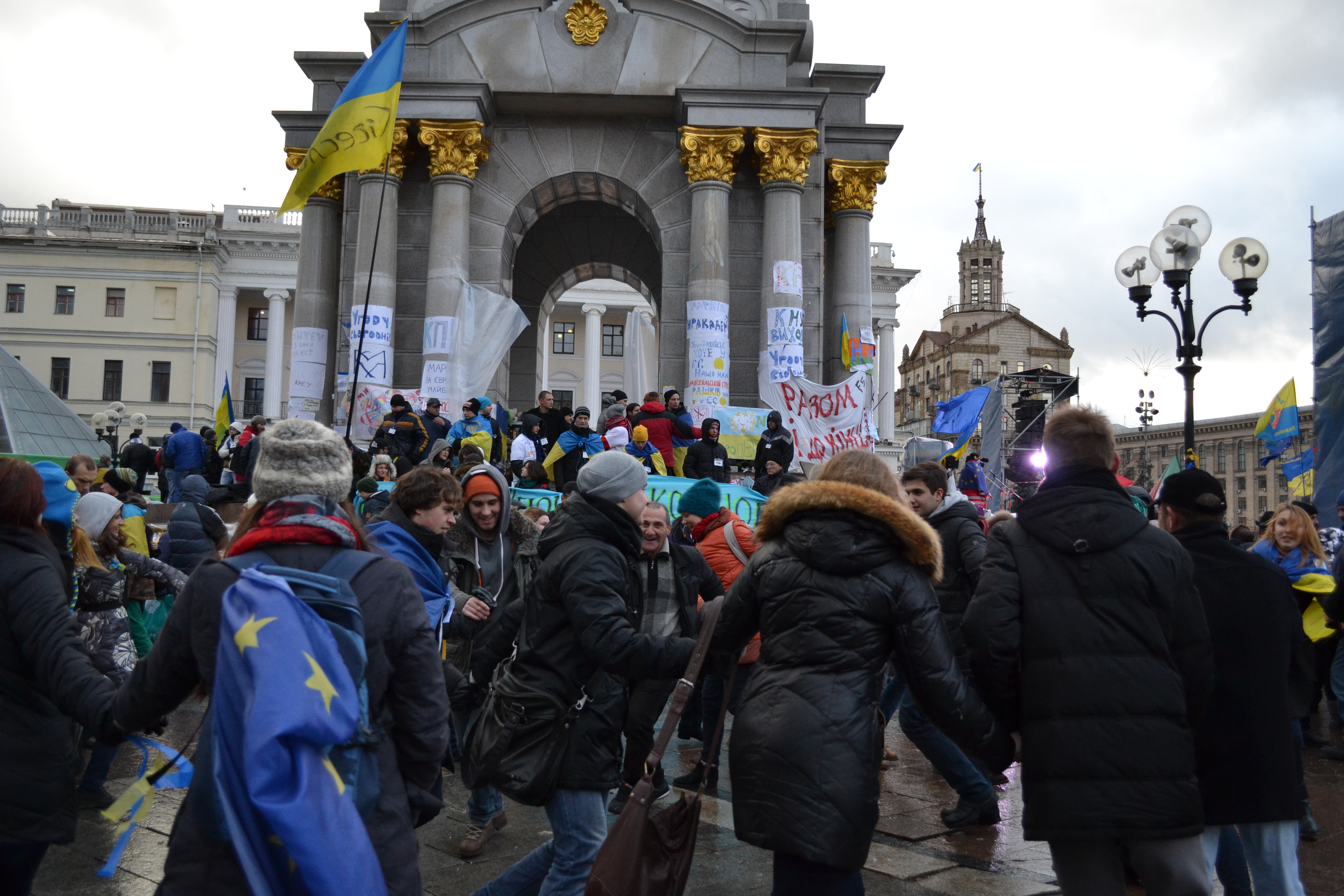 November 29, 2013 on Maidan: The mood was upbeat, but just days later, students on the square would be beaten and arrested by the riot police.