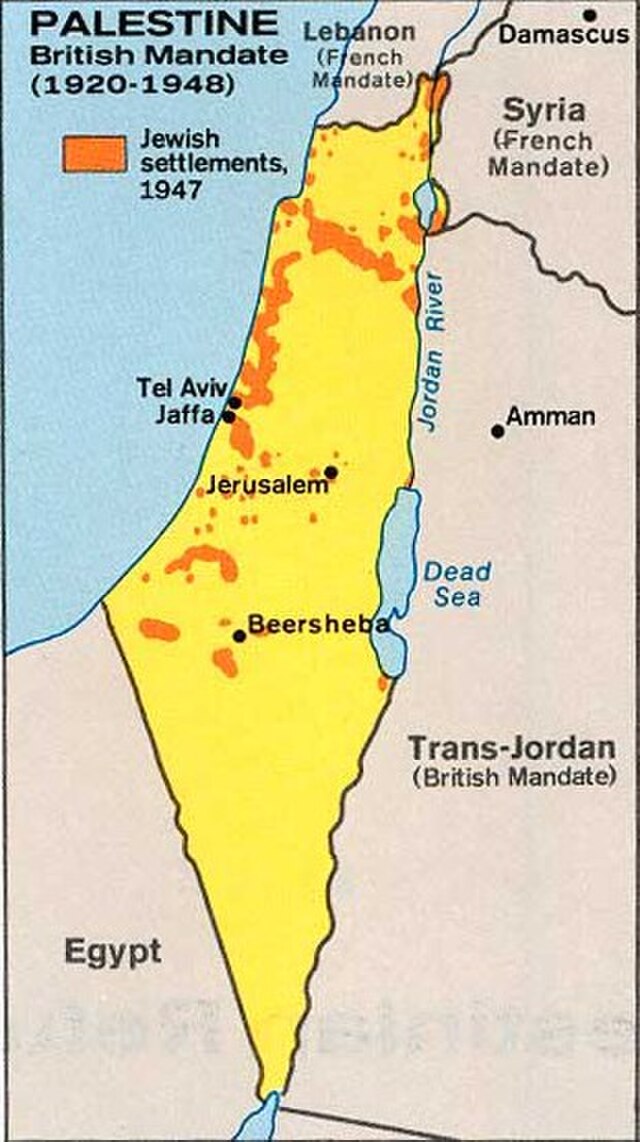 Map of The British Mandate of Palestine. (Map courtesy of author) 