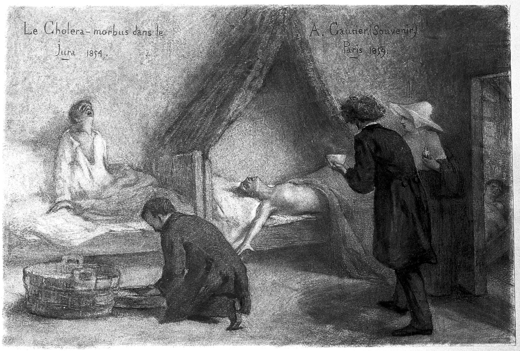 Patients suffering from cholera in the Jura during the 1854 epidemic. 