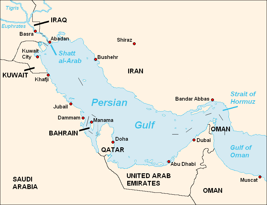 Map of Persian Gulf region