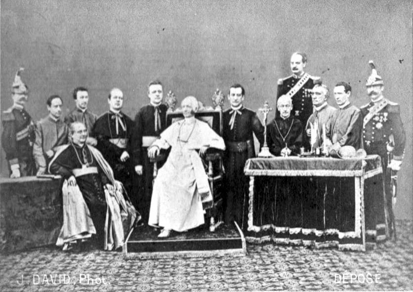 Pope Leo XIII and his inner court at the Vatican, 1878.