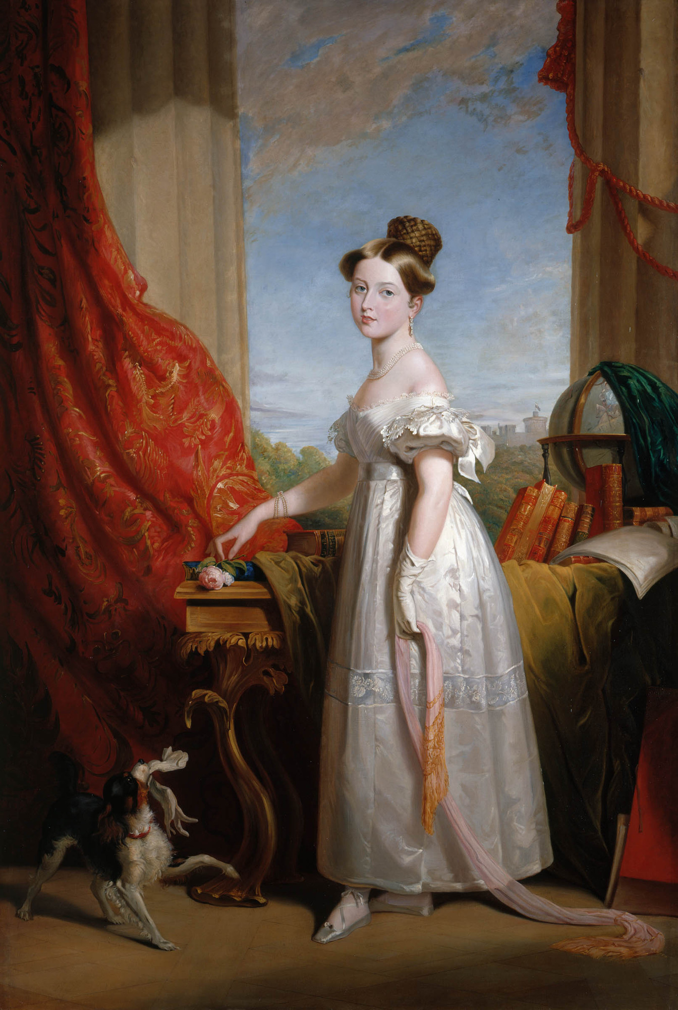 Portrait of Princess Victoria of Kent with her spaniel Dash by George Hayter, ca. 1860s. 