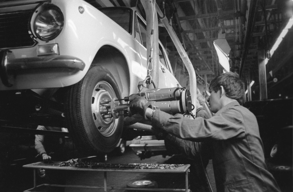 A worker at the Lada automaking plant in Togliatti, 1969.