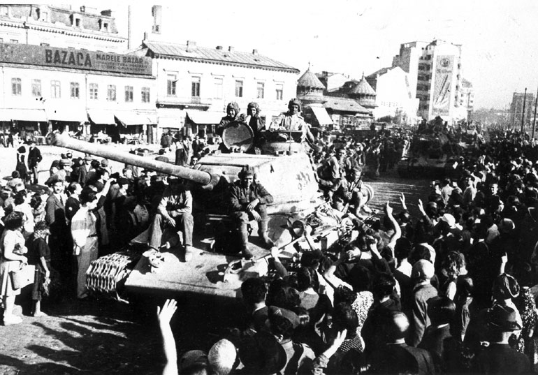 The Red Army arrives in Bucharest, Romania in August, 1944.