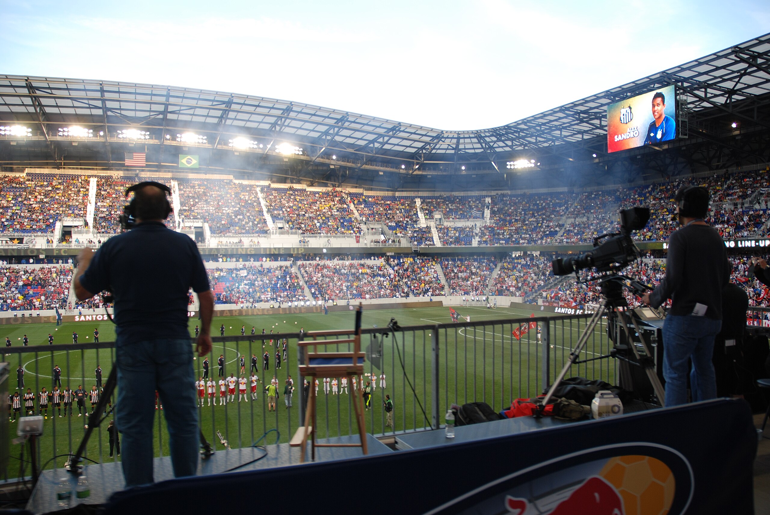 Cameramen capture the New York Rebulls vs. Santos FC, 2010.