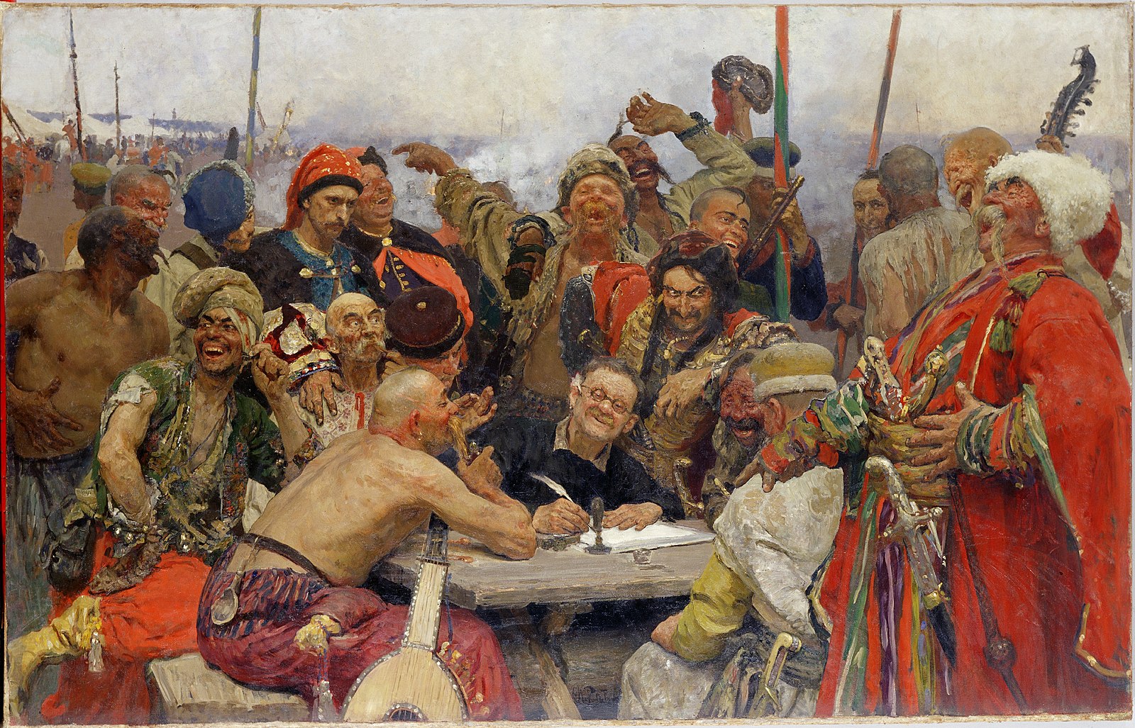 The Reply of the Zaporozhian Cossacks to the Sultan of Turkey by Ilya Repin, 1893.