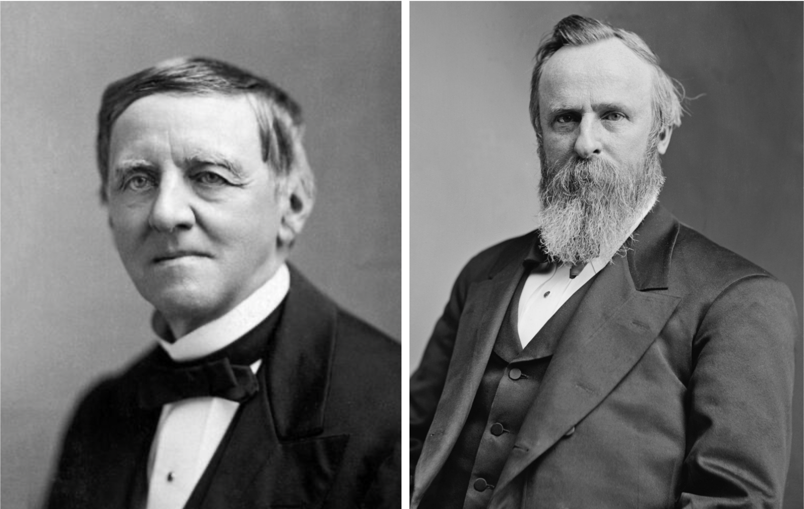 Samuel Tilden (left) and Rutherford B. Hayes (right).