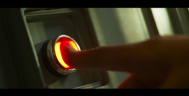 Pushing the big red button that ends the world. Screenshot from Three-Body, streaming on Amazon Prime.