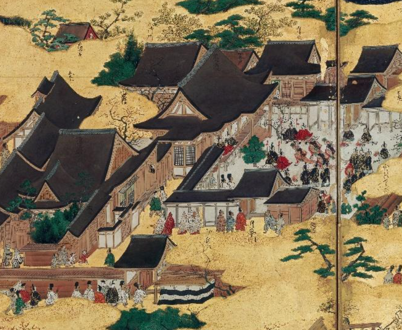 Scene of the Imperial Court Sechie. Uesugi hon Rakuchū Rakugai Zubyōbu. Possession of the Yonezawa-shi Uesugi Hakubutsukan.