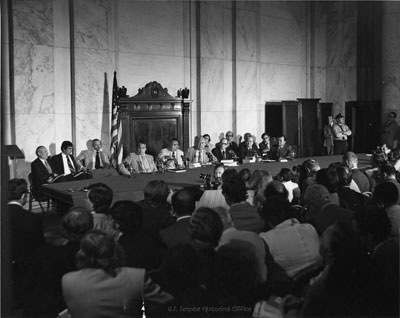 View of the Senate Watergate Committee hearing, 1973.