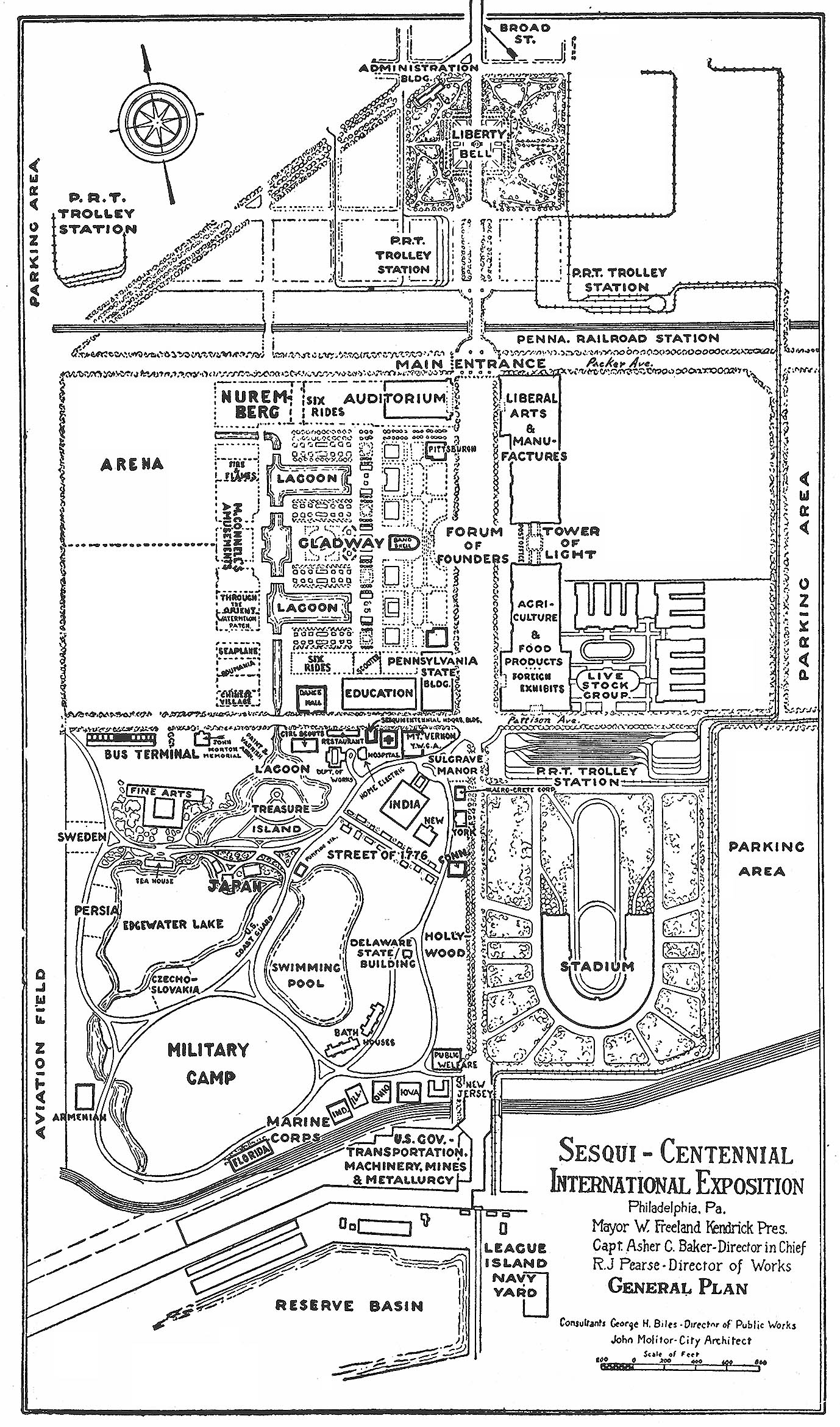 Diagram of the grounds of the 1926 Sesqui-Centennial Exposition
