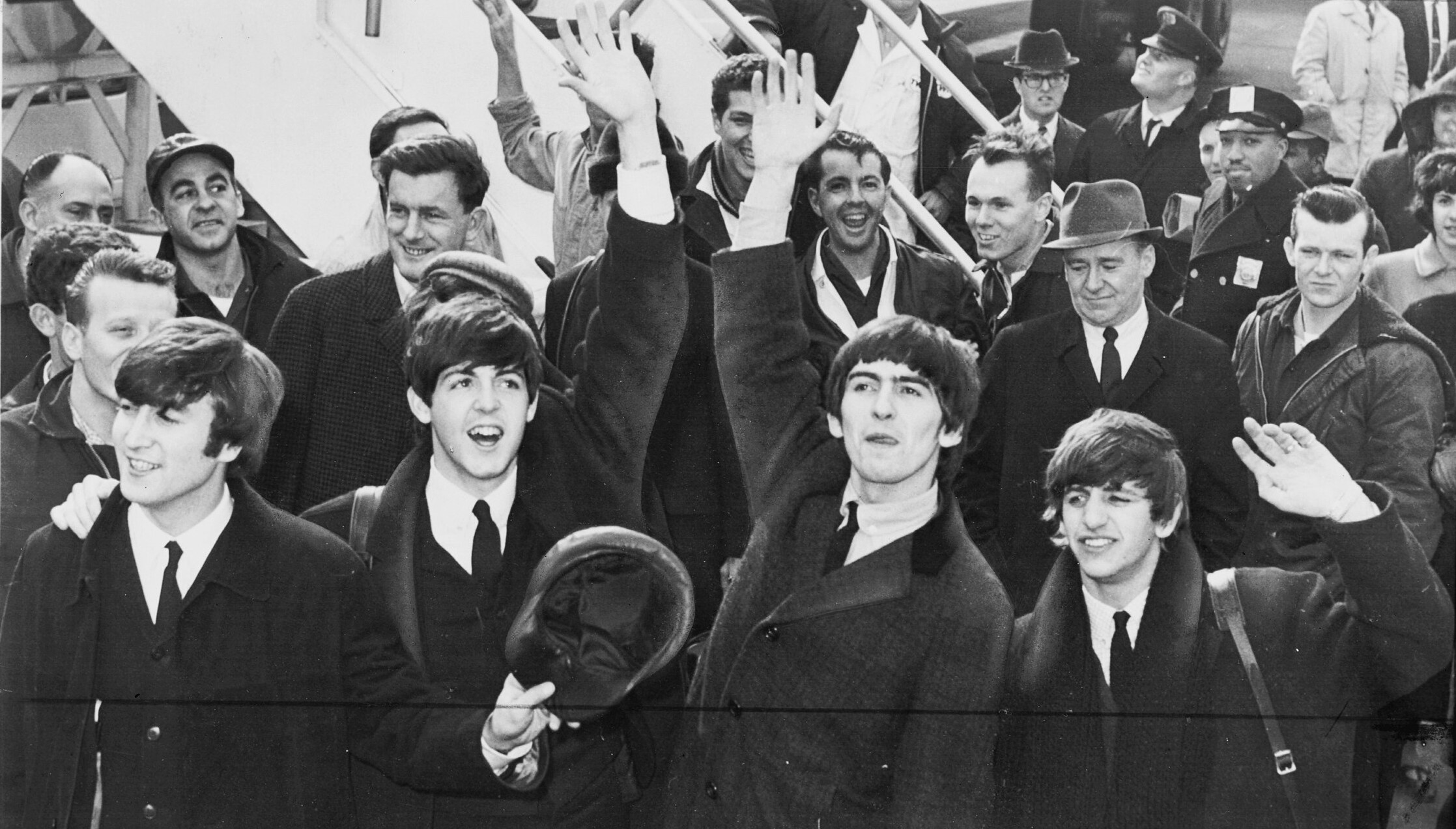 The Beatles, upon their arrival at Kennedy International Airport in New York City on February 7,1964.