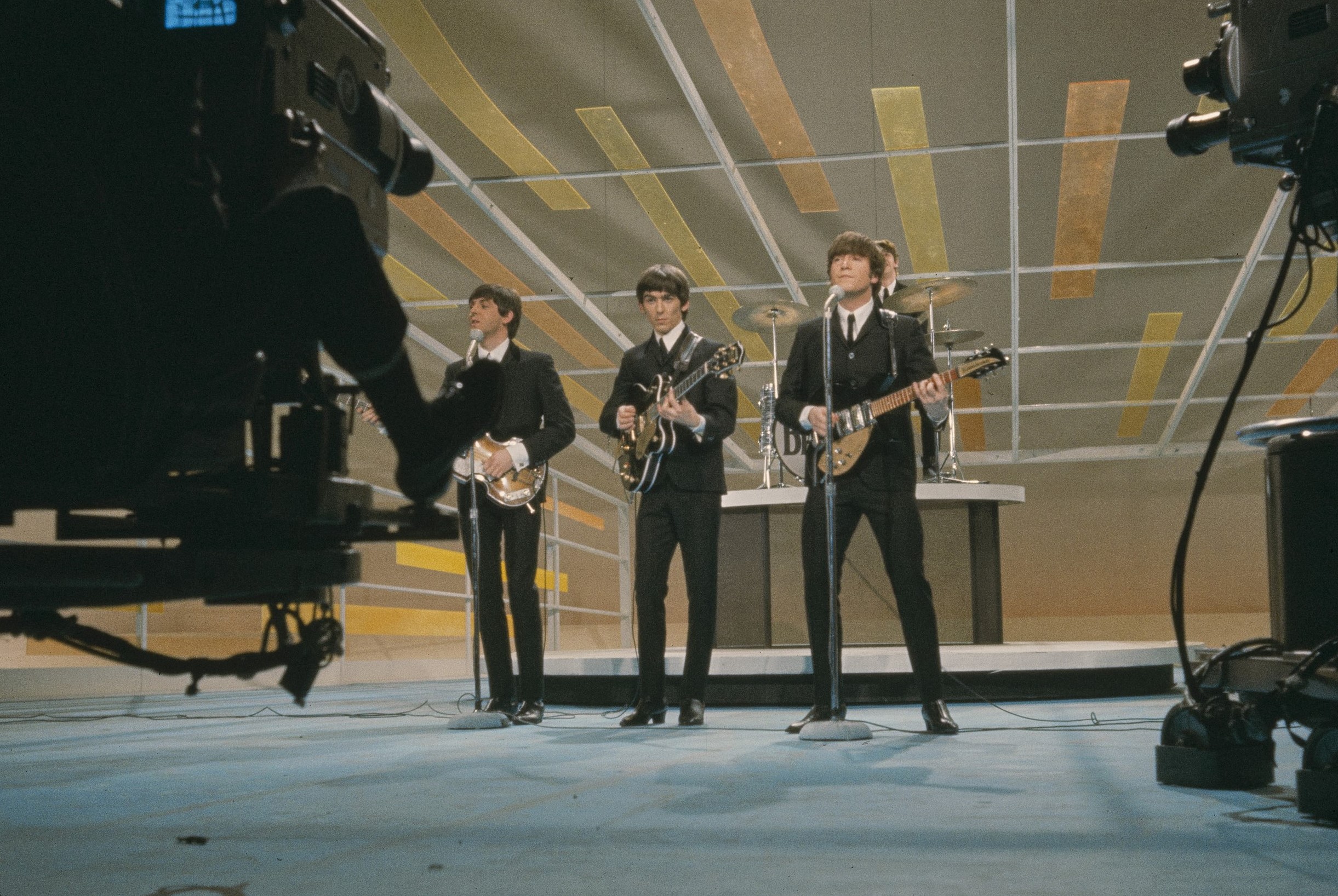 The Beatles, making their much-mythologized February 9, 1964, appearance on The Ed Sullivan Show.