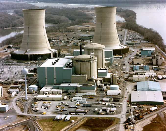 The Three Mile Island nuclear generating station, 1979.
