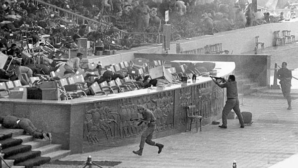 Egyptian Islamic Jihad attacked Anwar Sadat’s review stand on October 6, 1981.