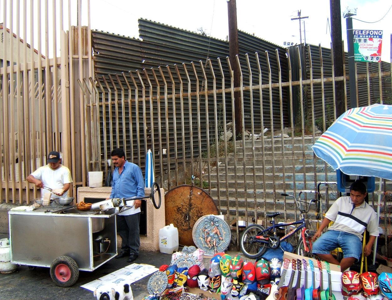 Street vendors at the border crossing in Tijuana, 2006. 